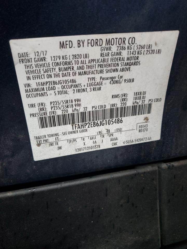 2018 Ford Taurus Sel VIN: 1FAHP2E86JG105486 Lot: 86294885
