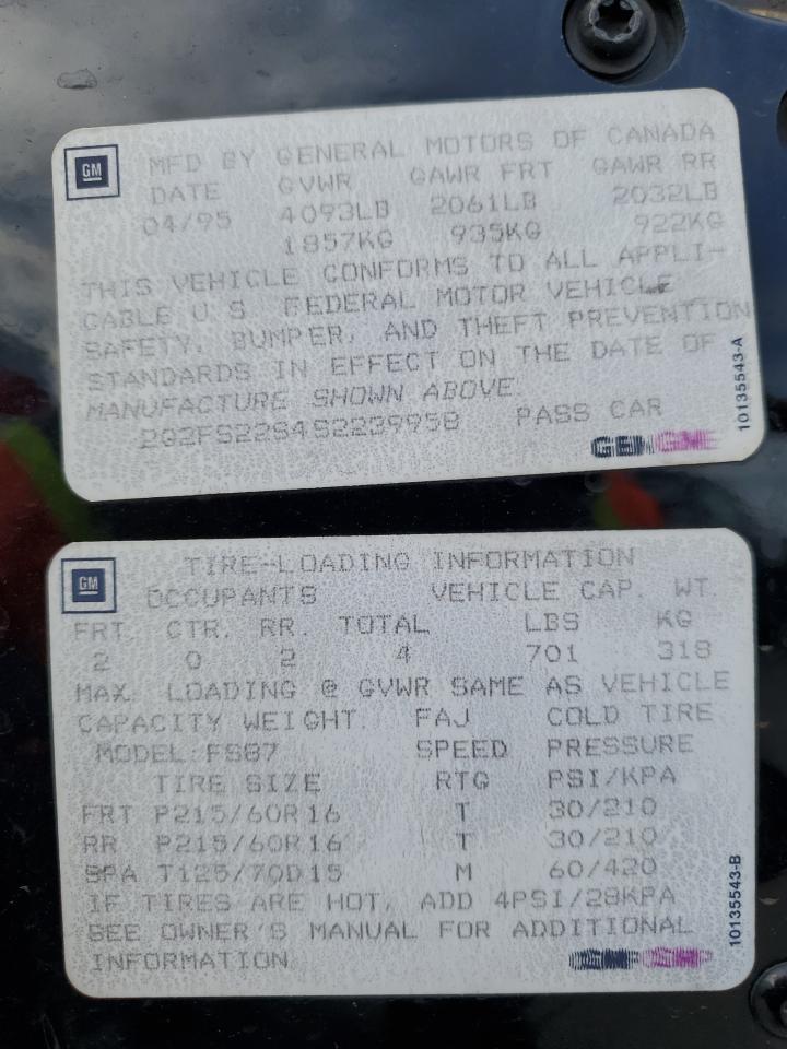 1995 Pontiac Firebird VIN: 2G2FS22S4S2239958 Lot: 86854395