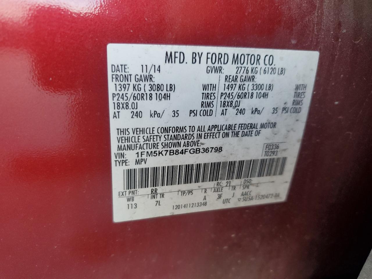 2015 Ford Explorer VIN: 1FM5K7B84FGB36798 Lot: 82384755