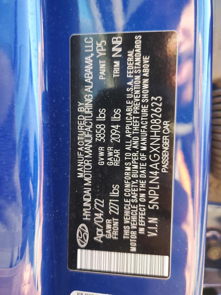 2022 Hyundai Elantra Sel VIN: 5NPLN4AGXNH082623 Lot: 84435785