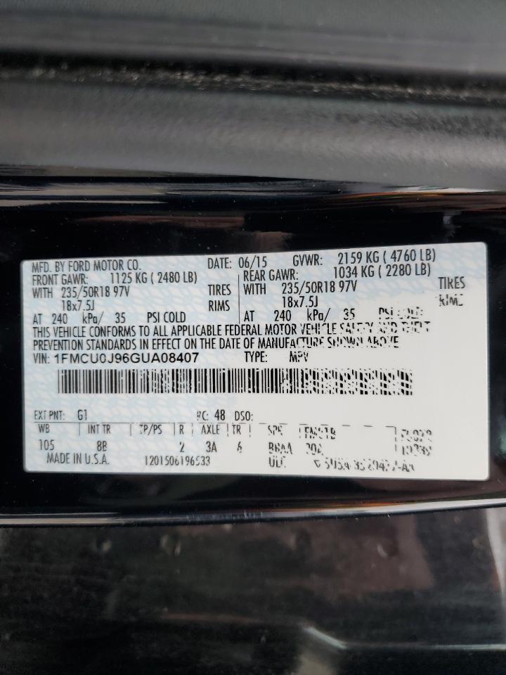 2016 Ford Escape Titanium VIN: 1FMCU0J96GUA08407 Lot: 89901125