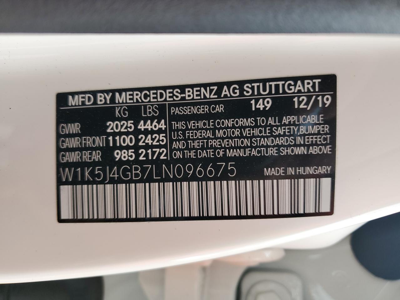 2020 Mercedes-Benz Cla 250 VIN: W1K5J4GB7LN096675 Lot: 85648705