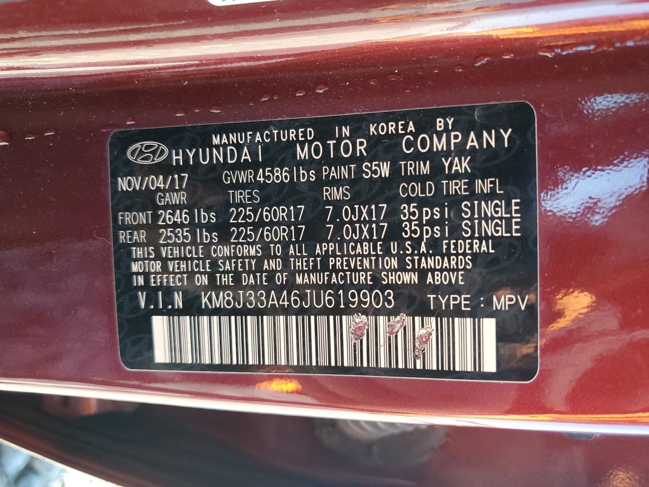 2018 Hyundai Tucson Sel VIN: KM8J33A46JU619903 Lot: 90899455