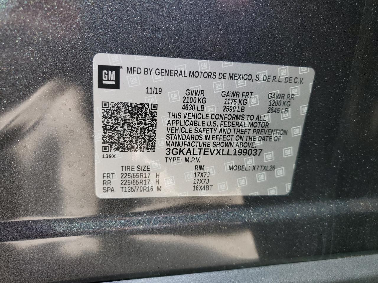 2020 GMC Terrain Sle VIN: 3GKALTEVXLL199037 Lot: 84875925