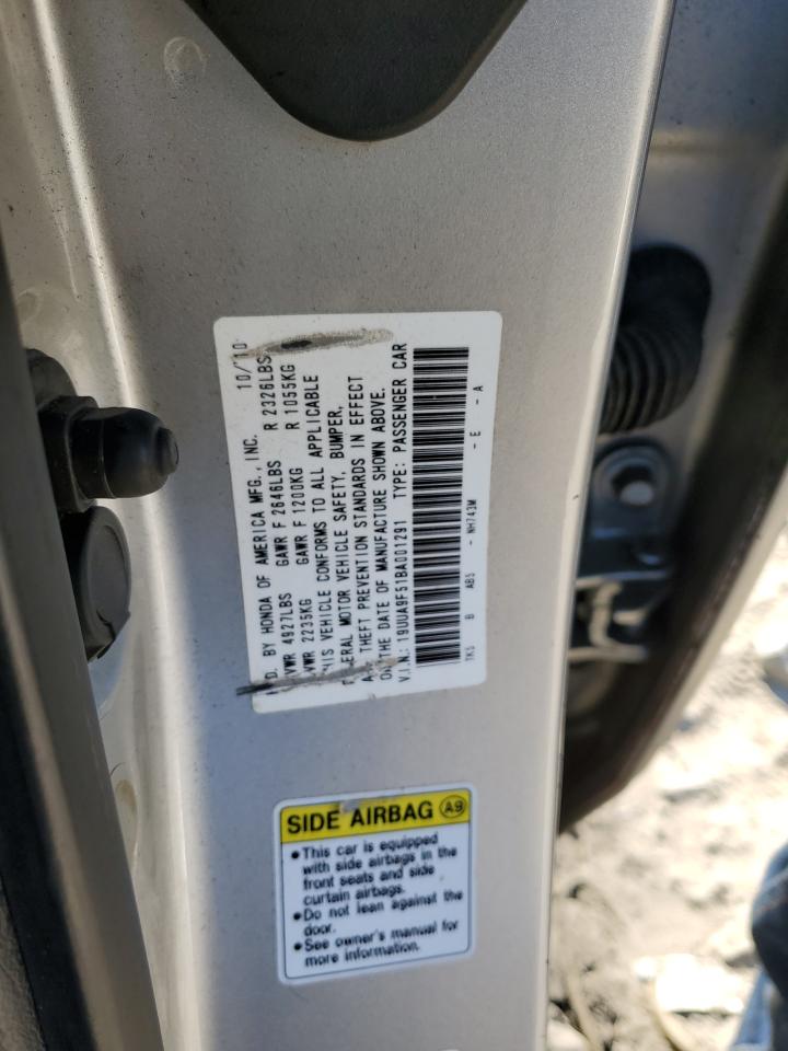 2011 Acura Tl VIN: 19UUA9F51BA001291 Lot: 89864035