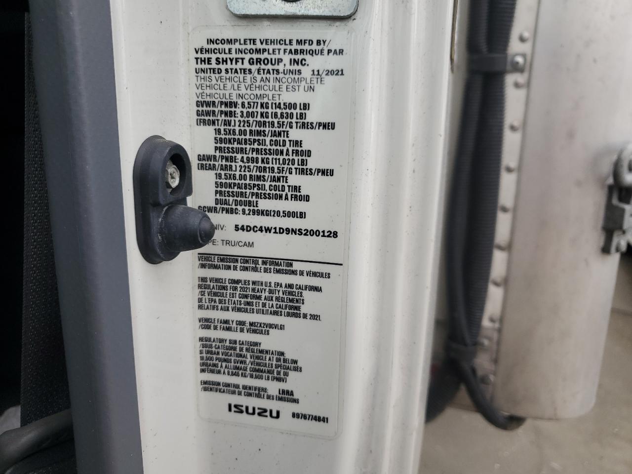 2022 Isuzu Npr Hd VIN: 54DC4W1D9NS200128 Lot: 82224135