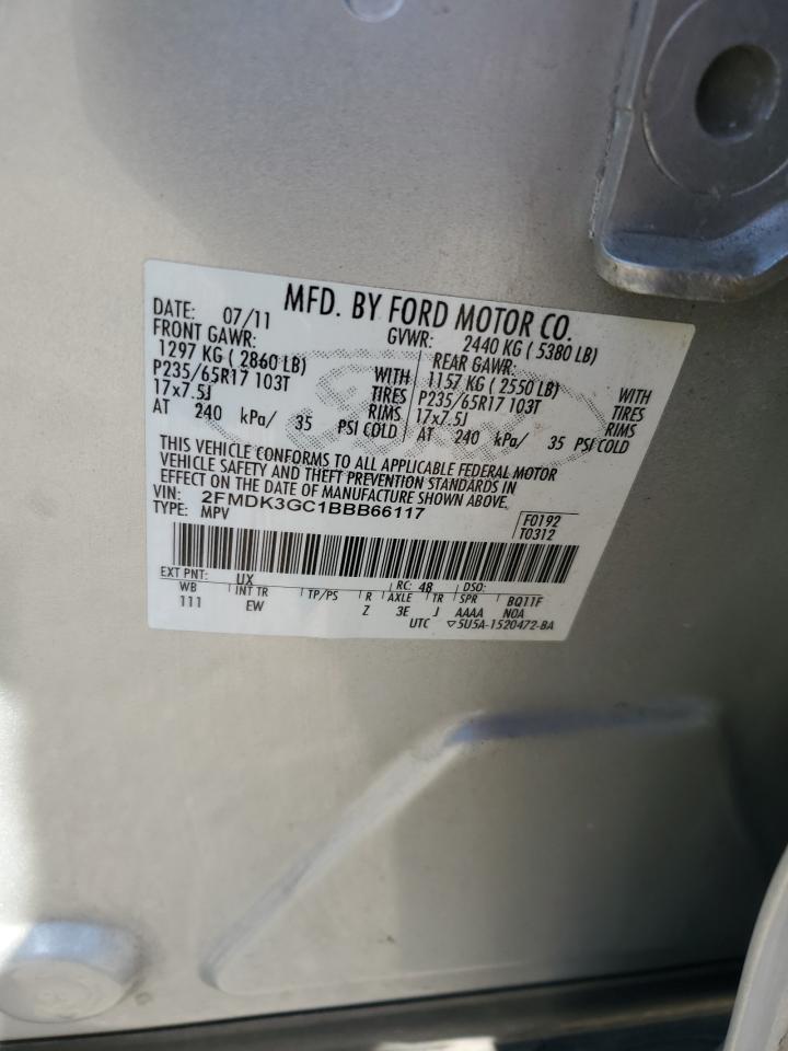 2011 Ford Edge Se VIN: 2FMDK3GC1BBB66117 Lot: 85523205