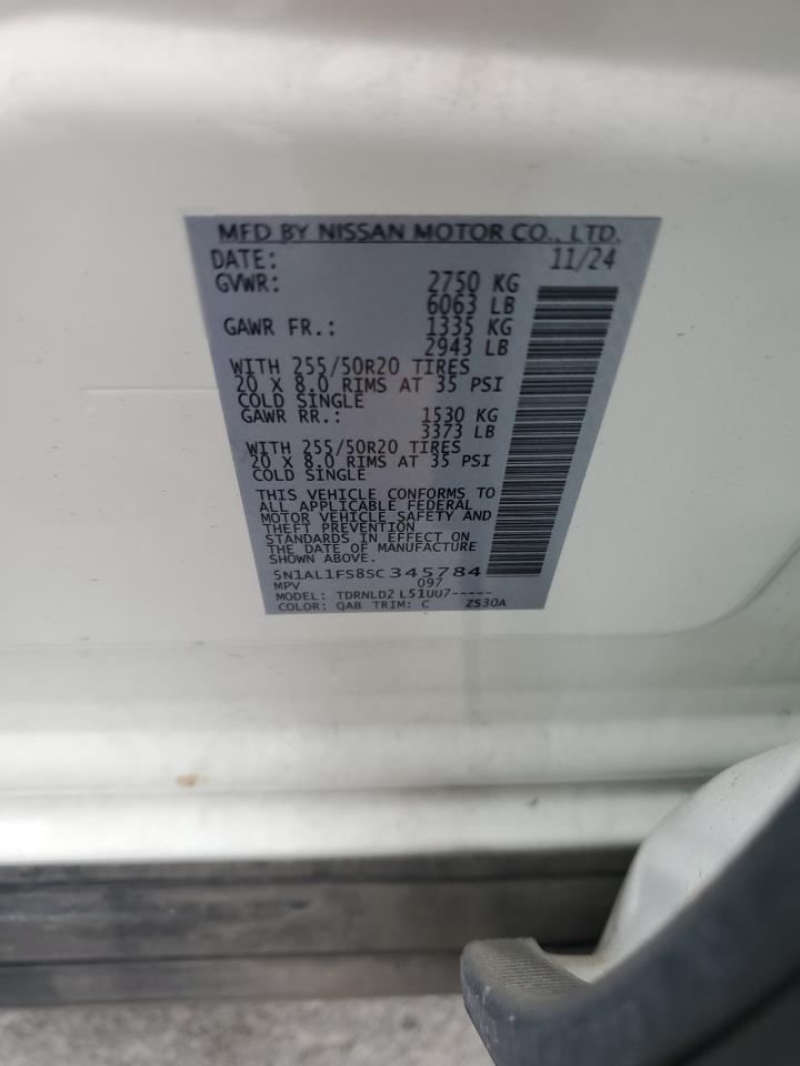 2025 Infiniti Qx60 Luxe VIN: 5N1AL1FS8SC345784 Lot: 85294295