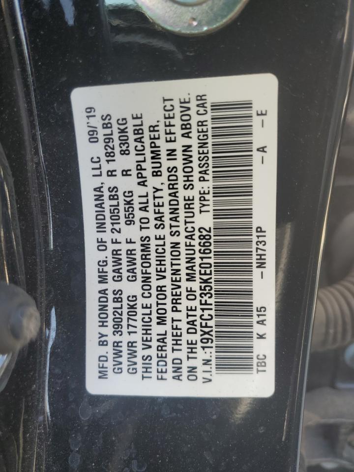 2019 Honda Civic Ex VIN: 19XFC1F35KE016682 Lot: 83998095