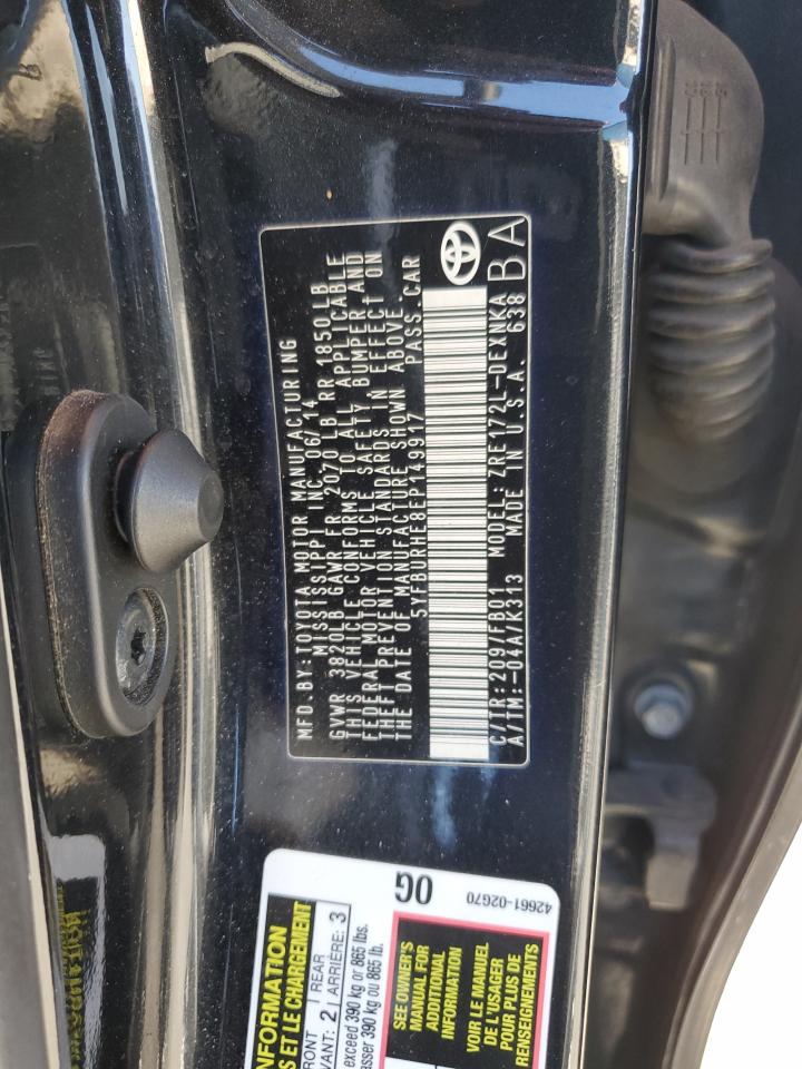 2014 Toyota Corolla L VIN: 5YFBURHE8EP149917 Lot: 82278525