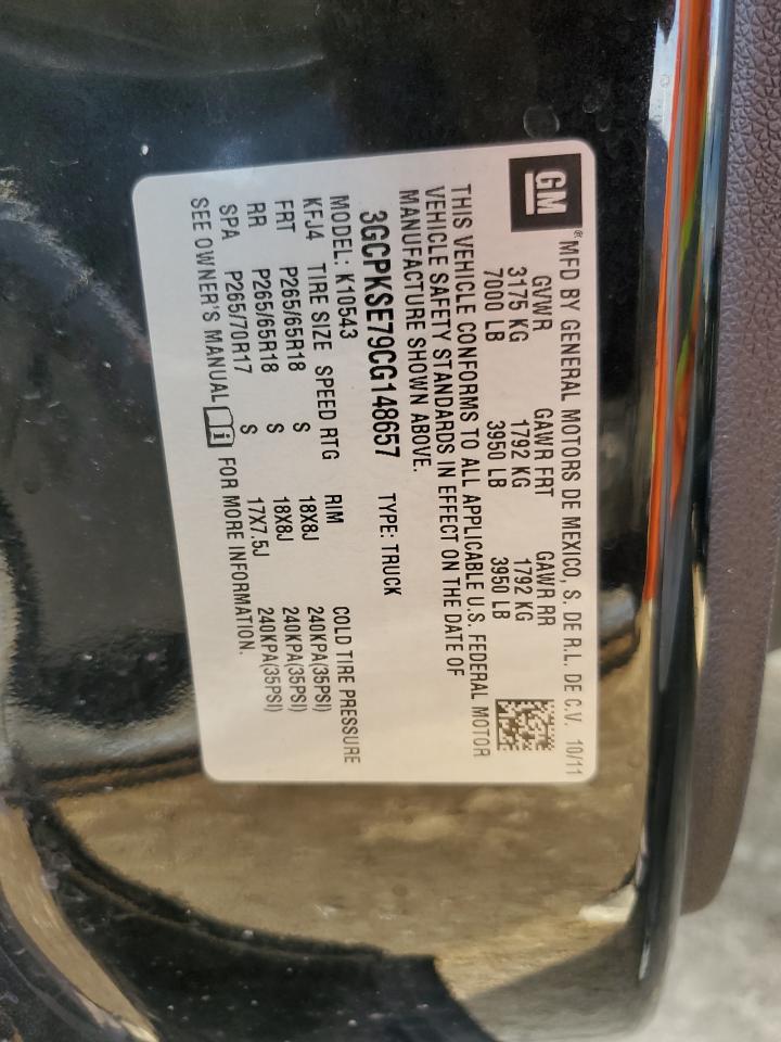 2012 Chevrolet Silverado K1500 Lt VIN: 3GCPKSE79CG148657 Lot: 84409655