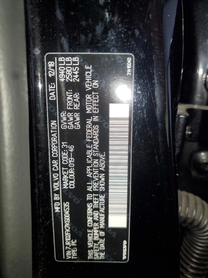 2019 Volvo S60 T5 Momentum VIN: 7JR102FK7KG004535 Lot: 81910765