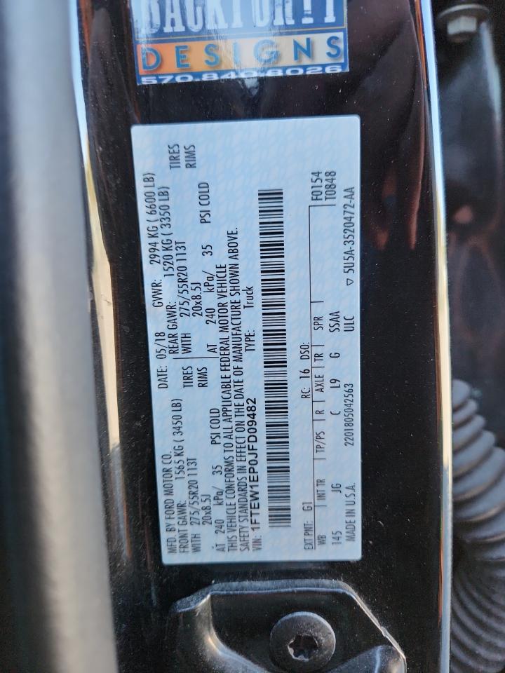 2018 Ford F150 Supercrew VIN: 1FTEW1EP0JFD09482 Lot: 85726165