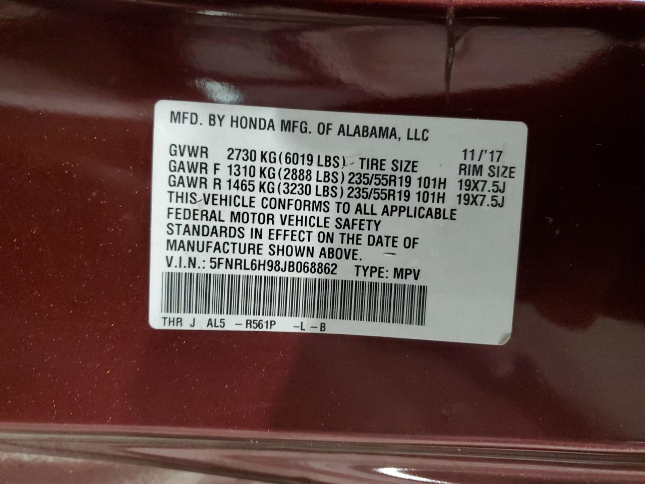 2018 Honda Odyssey Elite VIN: 5FNRL6H98JB068862 Lot: 82268675