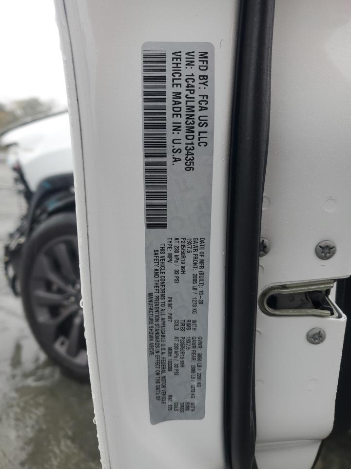 2021 Jeep Cherokee Latitude Lux VIN: 1C4PJLMN3MD134356 Lot: 89655175