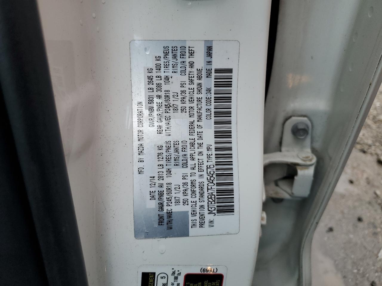 2015 Mazda Cx-9 Sport VIN: JM3TB2BA7F0454576 Lot: 90228745