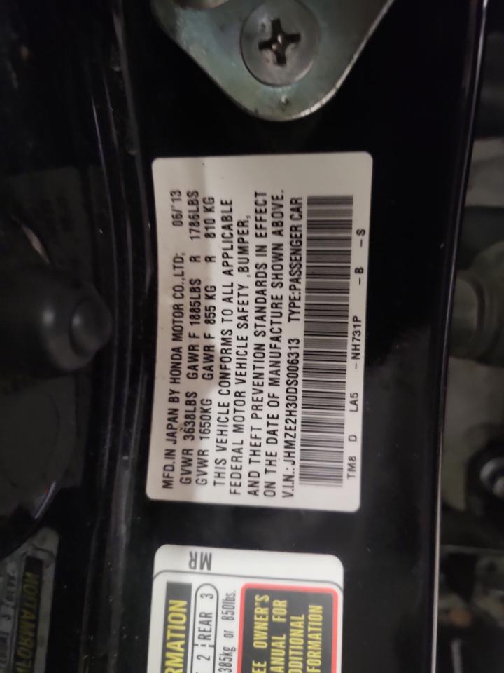 2013 Honda Insight VIN: JHMZE2H30DS006313 Lot: 89661435