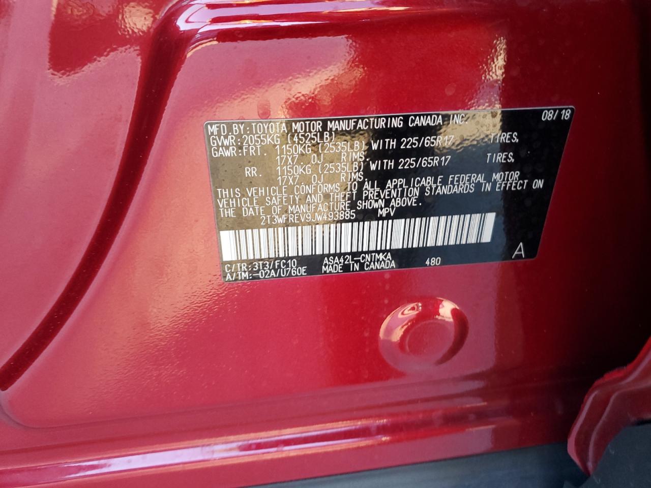 2018 Toyota Rav4 Adventure VIN: 2T3WFREV9JW493885 Lot: 85917095