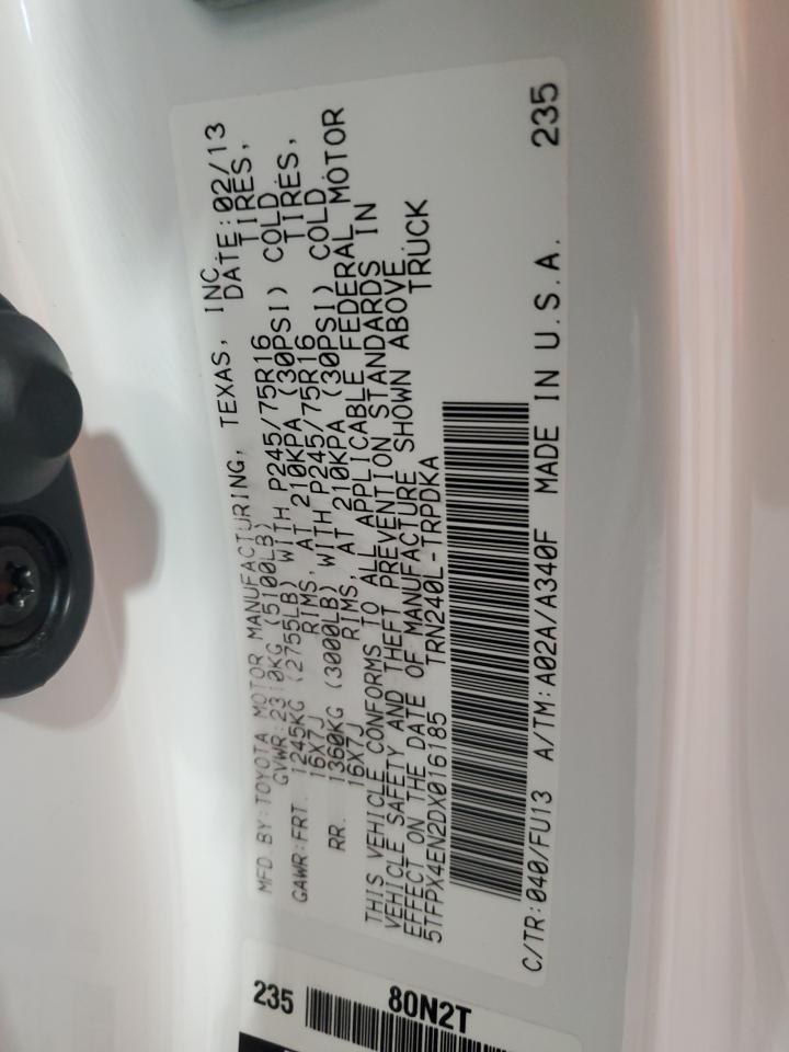 2013 Toyota Tacoma VIN: 5TFPX4EN2DX016185 Lot: 84872515