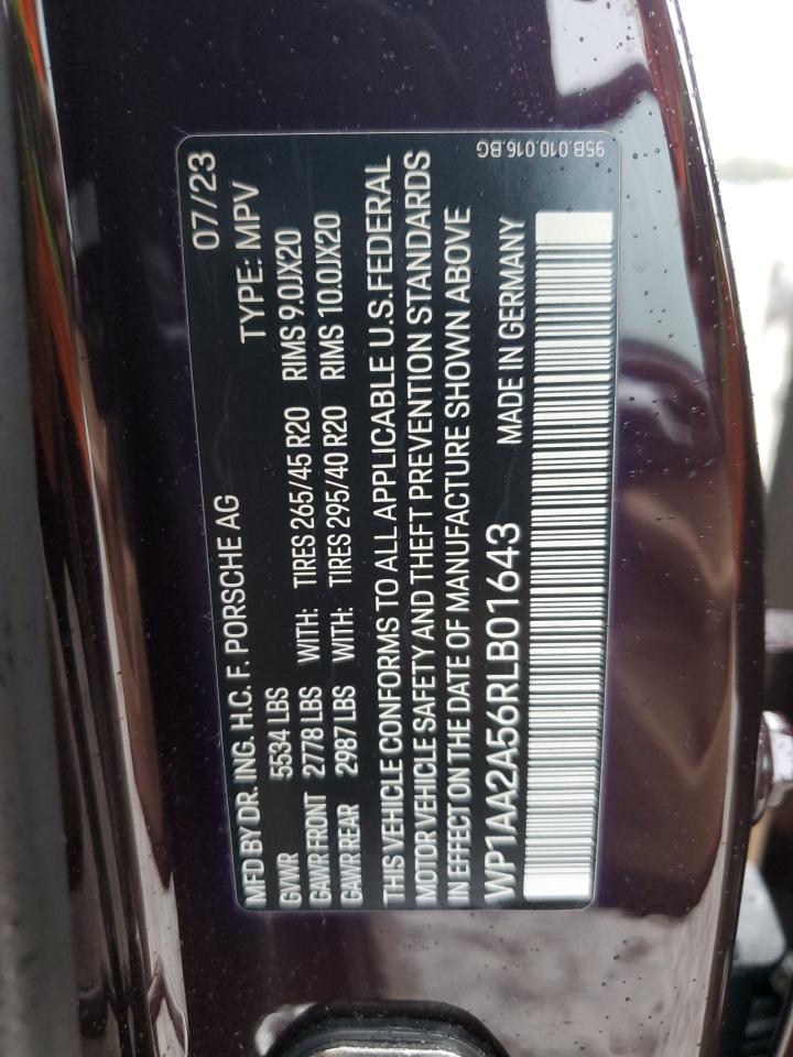 2024 Porsche Macan Base VIN: WP1AA2A56RLB01643 Lot: 85394875