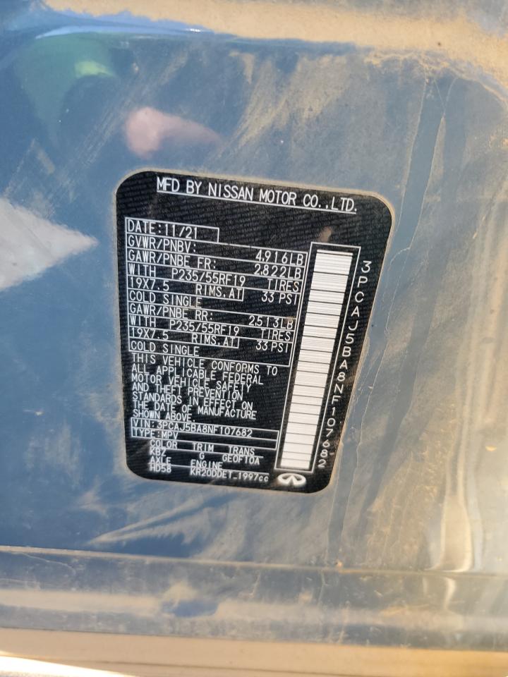 2022 Infiniti Qx50 Luxe VIN: 3PCAJ5BA8NF107682 Lot: 87404865