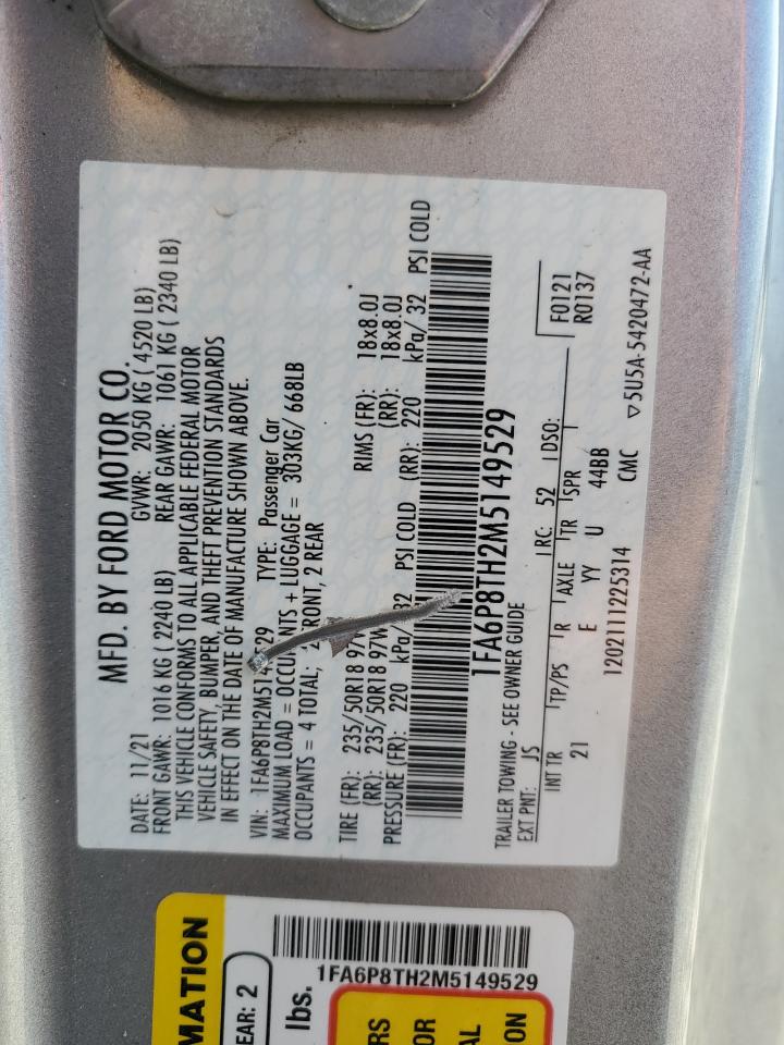 2021 Ford Mustang VIN: 1FA6P8TH2M5149529 Lot: 87474215