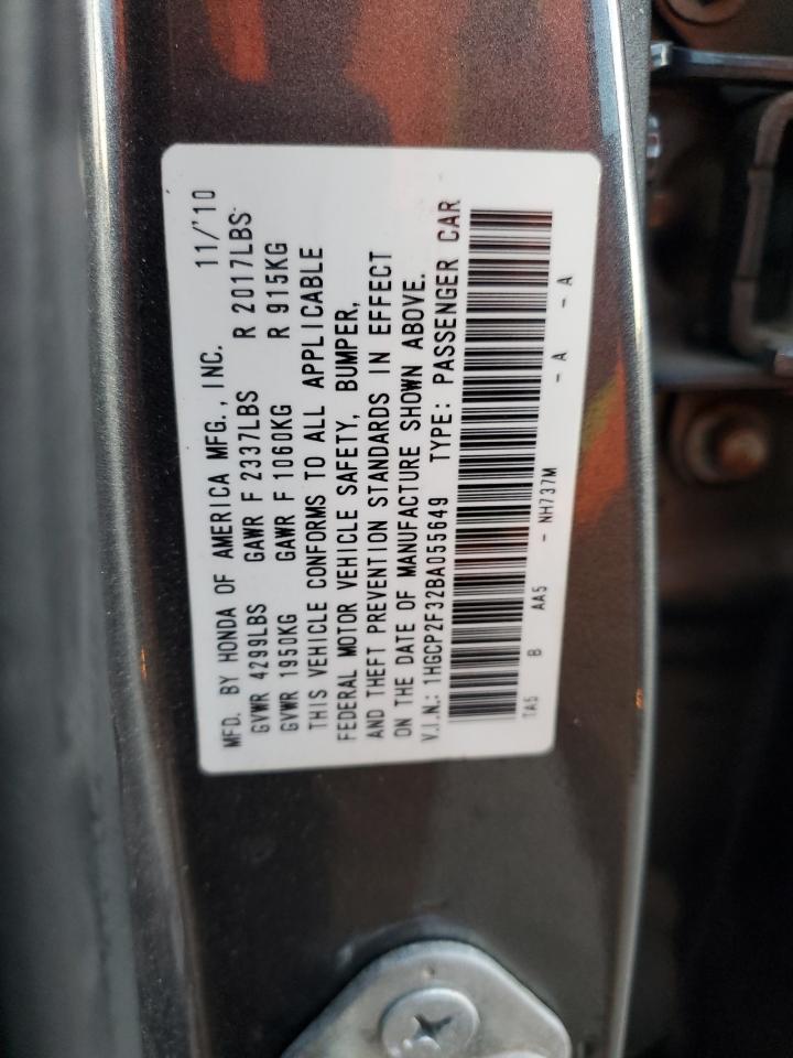 2011 Honda Accord Lx VIN: 1HGCP2F32BA055649 Lot: 85163345