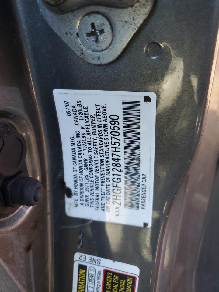 2007 Honda Civic Ex VIN: 2HGFG12847H570590 Lot: 82306685