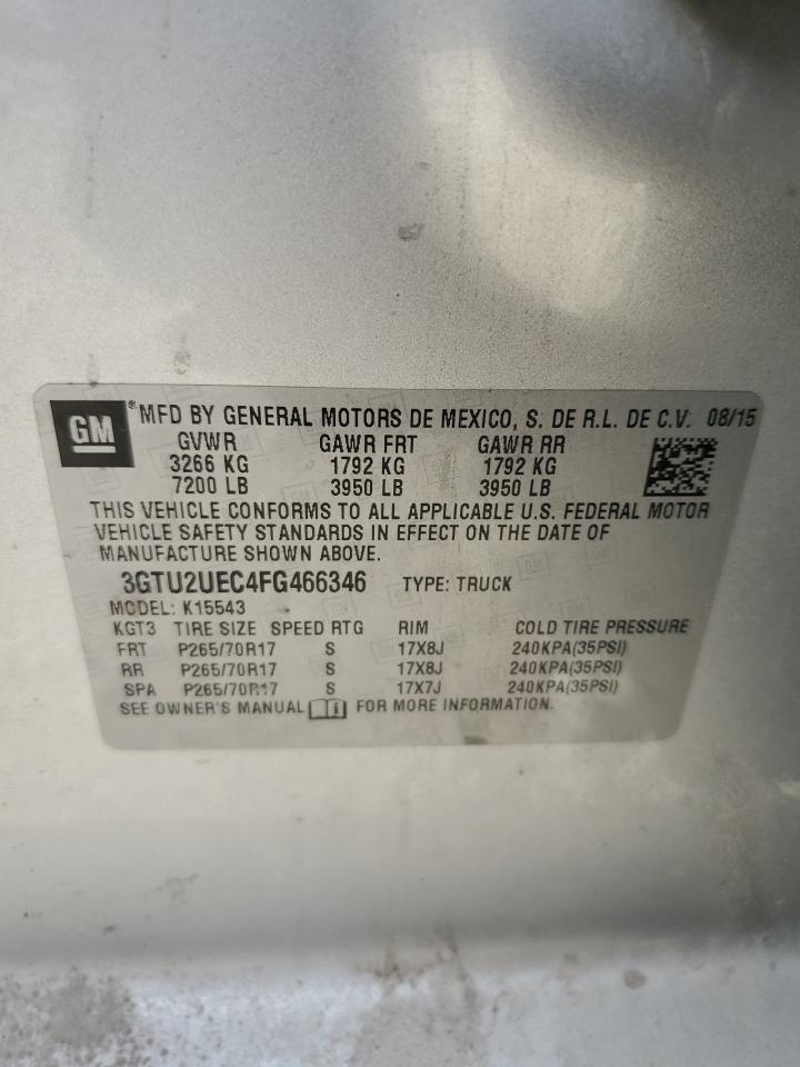 2015 GMC Sierra K1500 Sle VIN: 3GTU2UEC4FG466346 Lot: 84061985