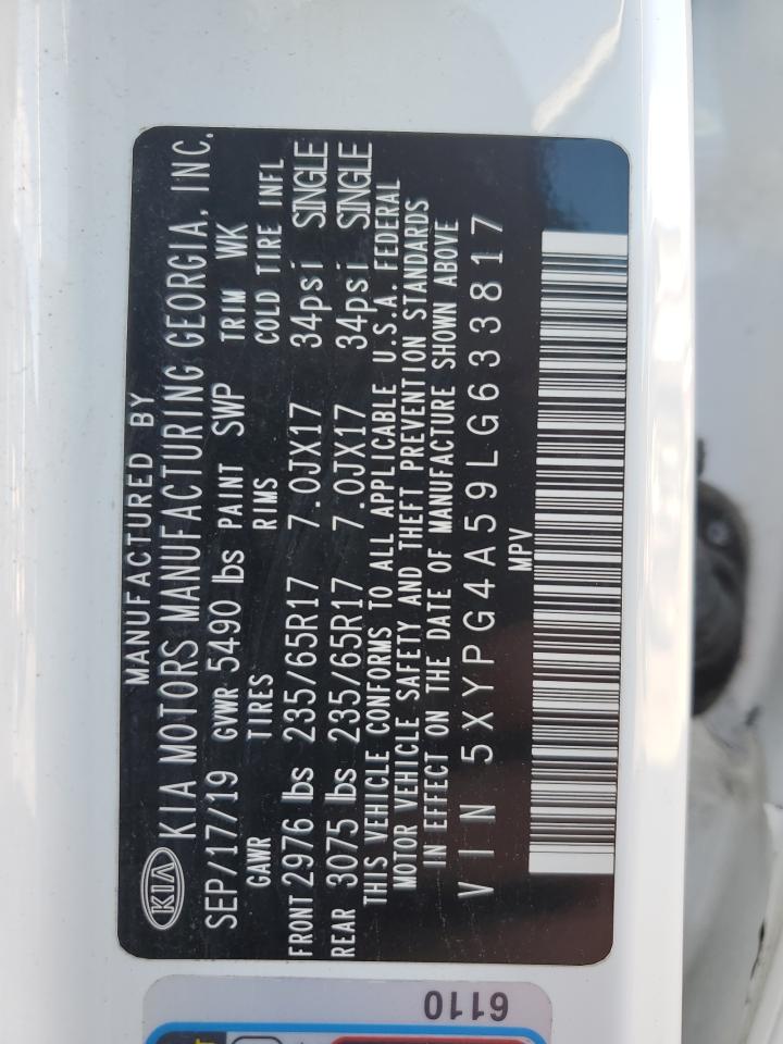 2020 Kia Sorento S VIN: 5XYPG4A59LG633817 Lot: 82240775