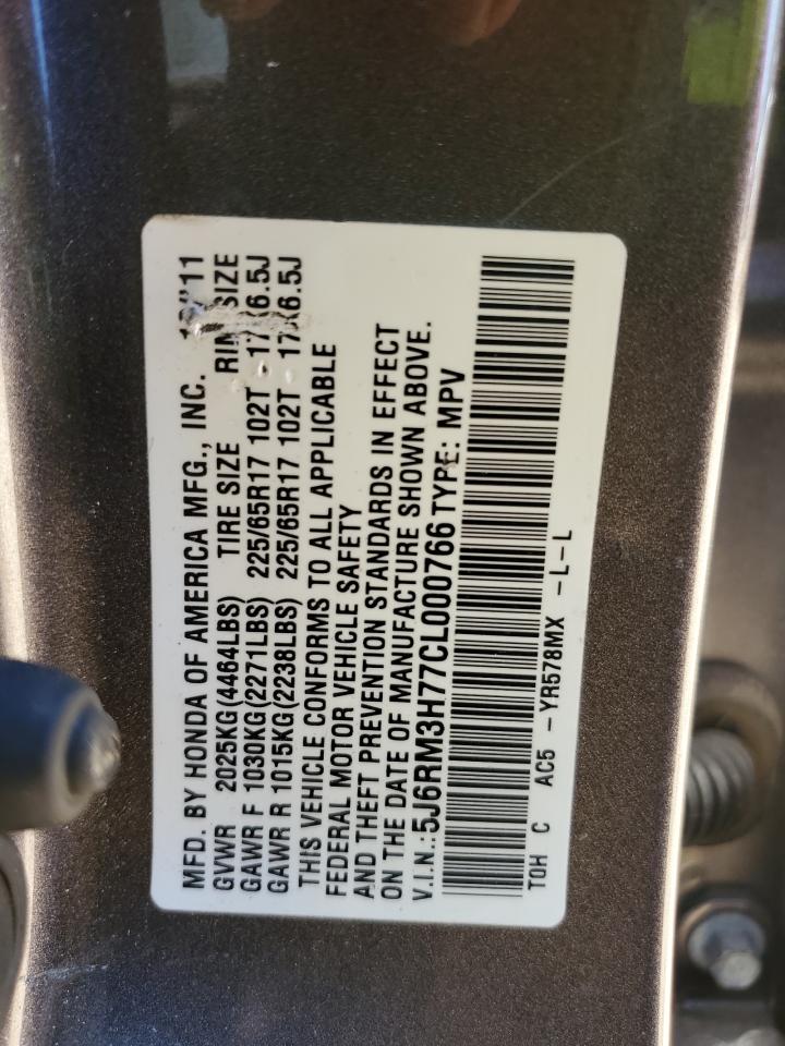 2012 Honda Cr-V Exl VIN: 5J6RM3H77CL000766 Lot: 86694505