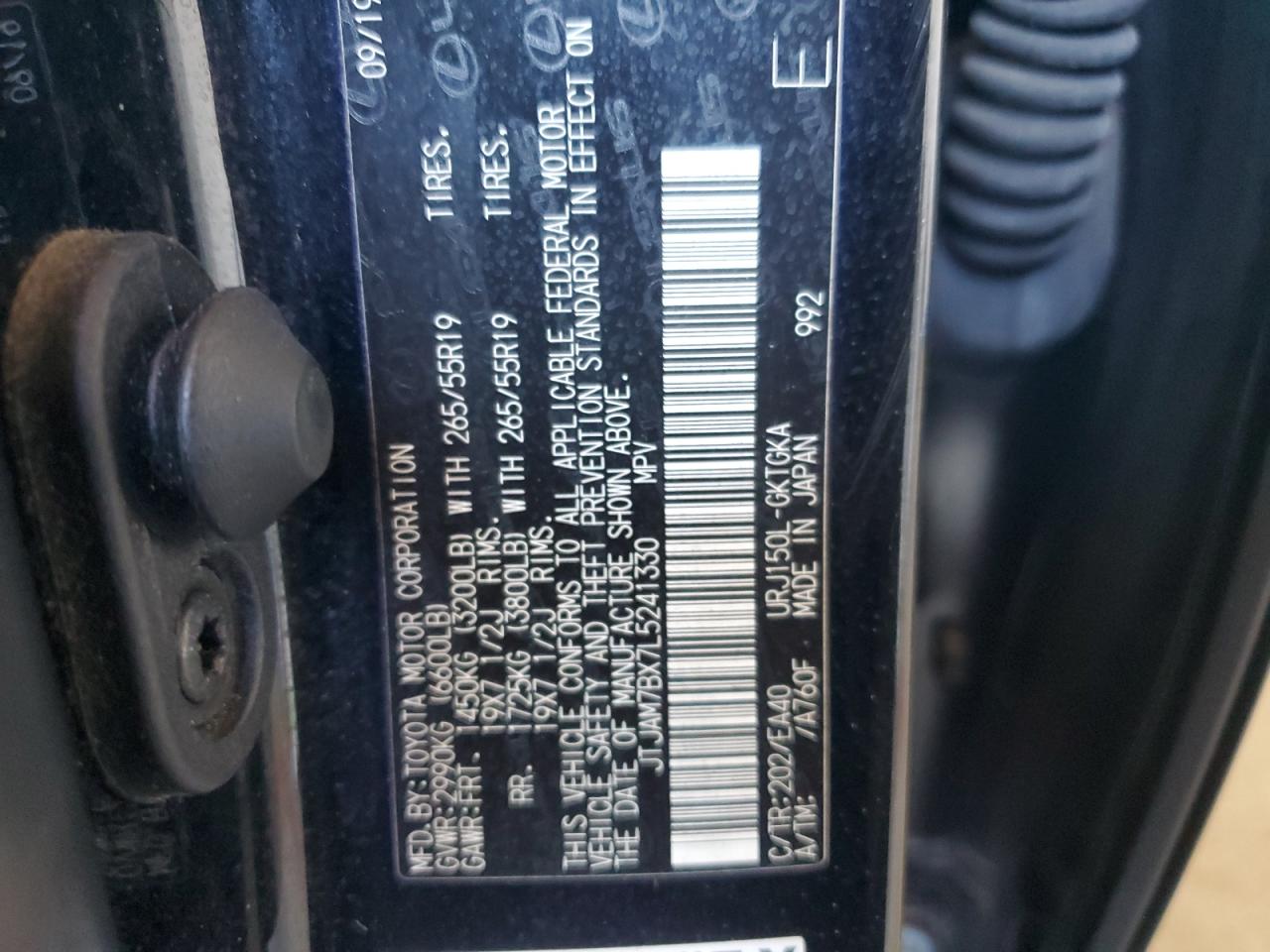 2020 Lexus Gx 460 Premium VIN: JTJAM7BX7L5241330 Lot: 89541135