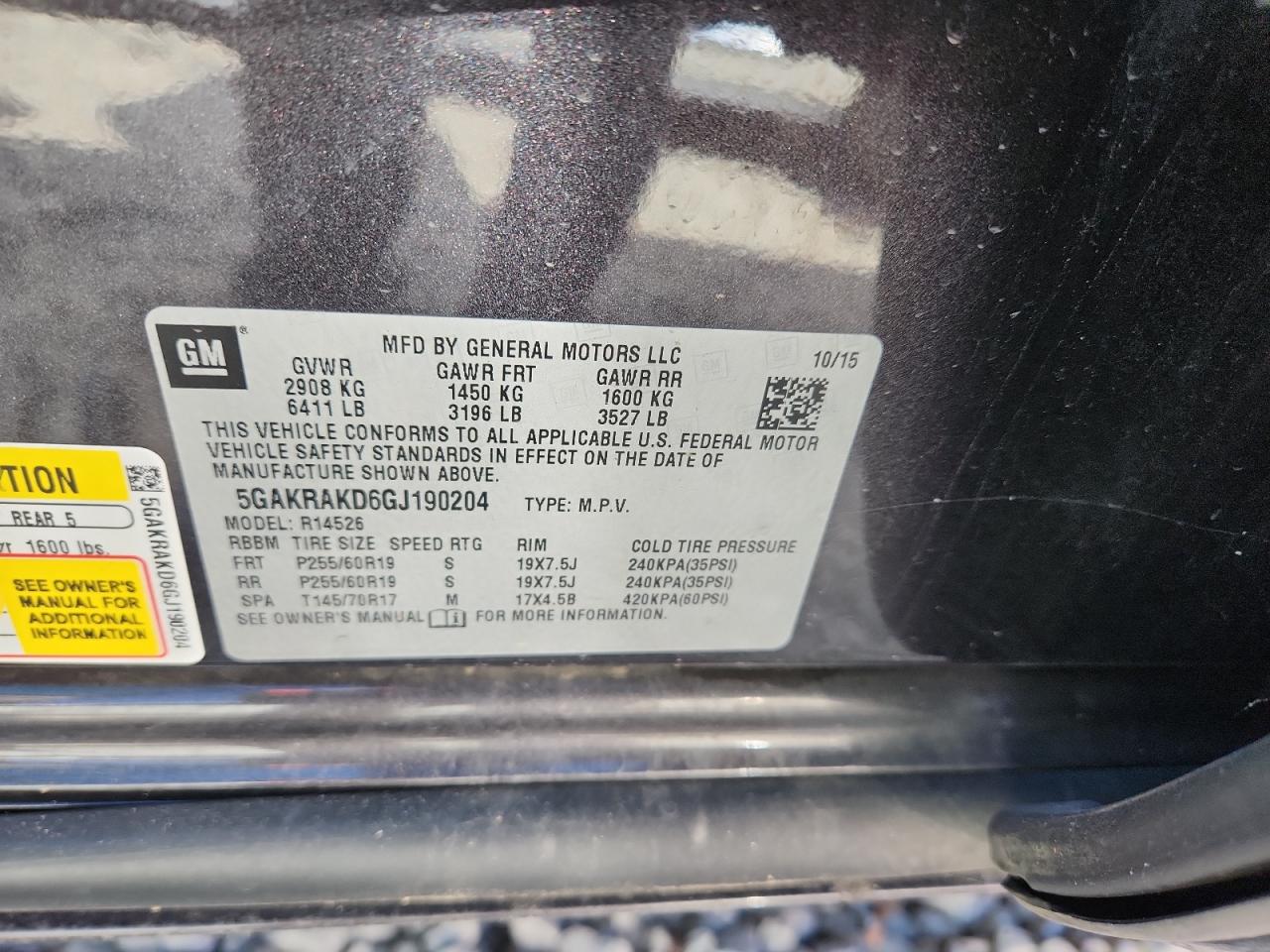 2016 Buick Enclave VIN: 5GAKRAKD6GJ190204 Lot: 86892485