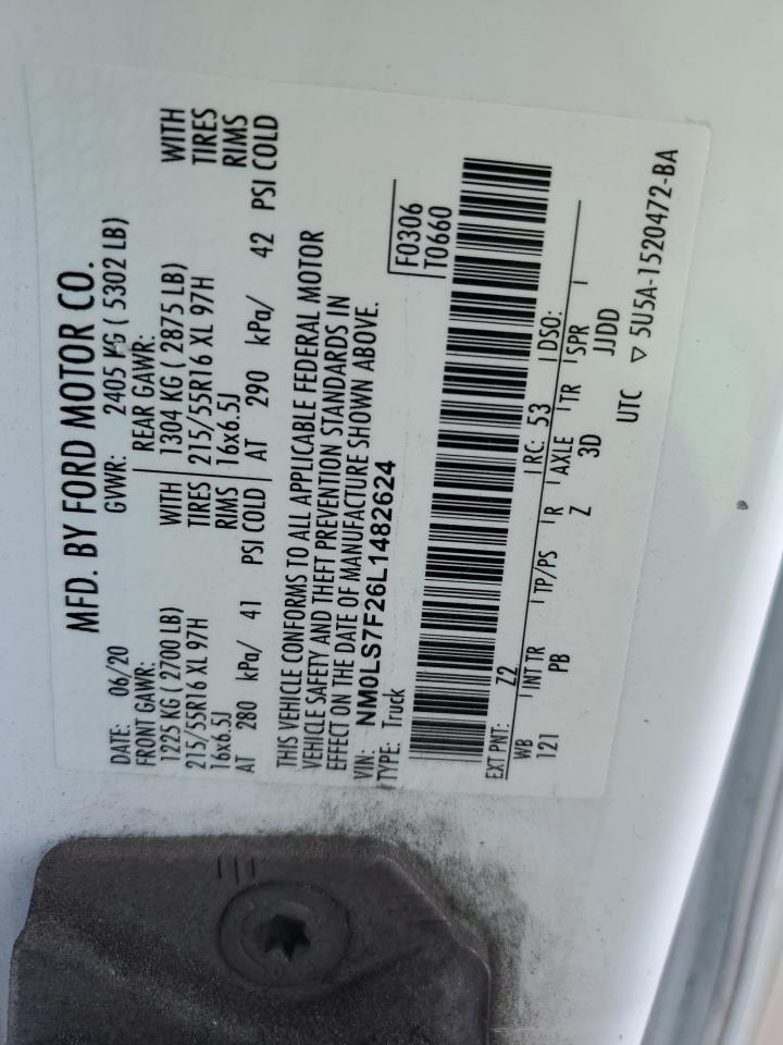 2020 Ford Transit Connect Xlt VIN: NM0LS7F26L1482624 Lot: 90343225