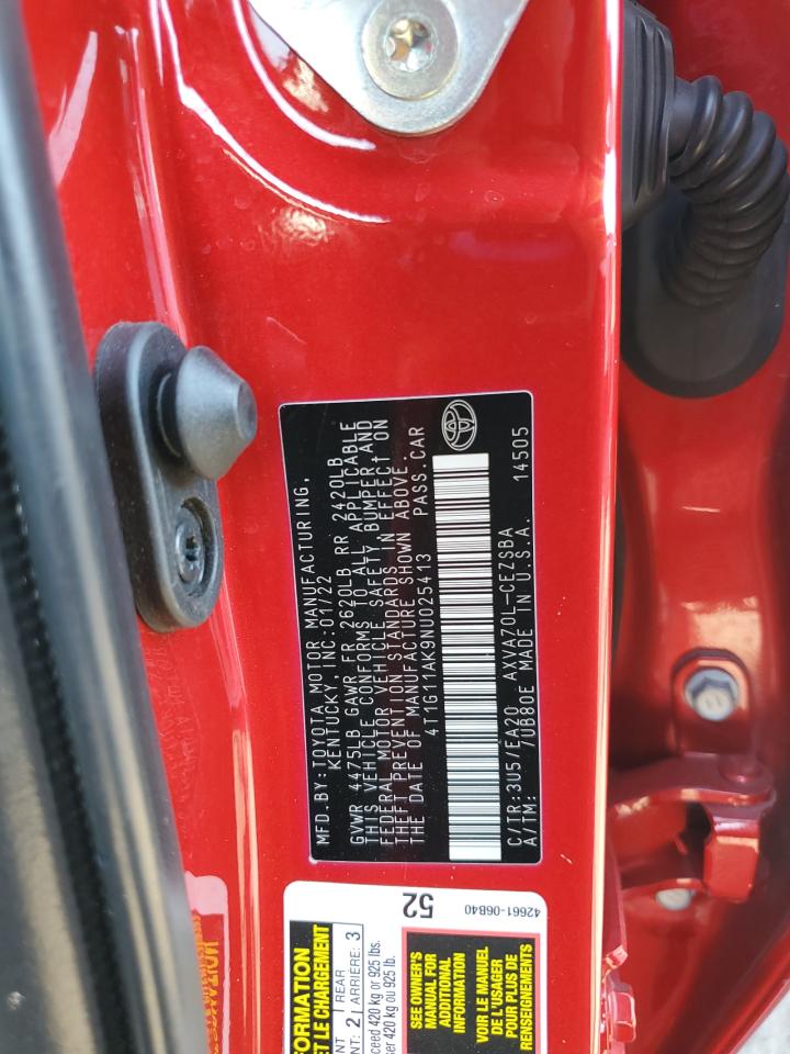 2022 Toyota Camry Se VIN: 4T1G11AK9NU025413 Lot: 82281465