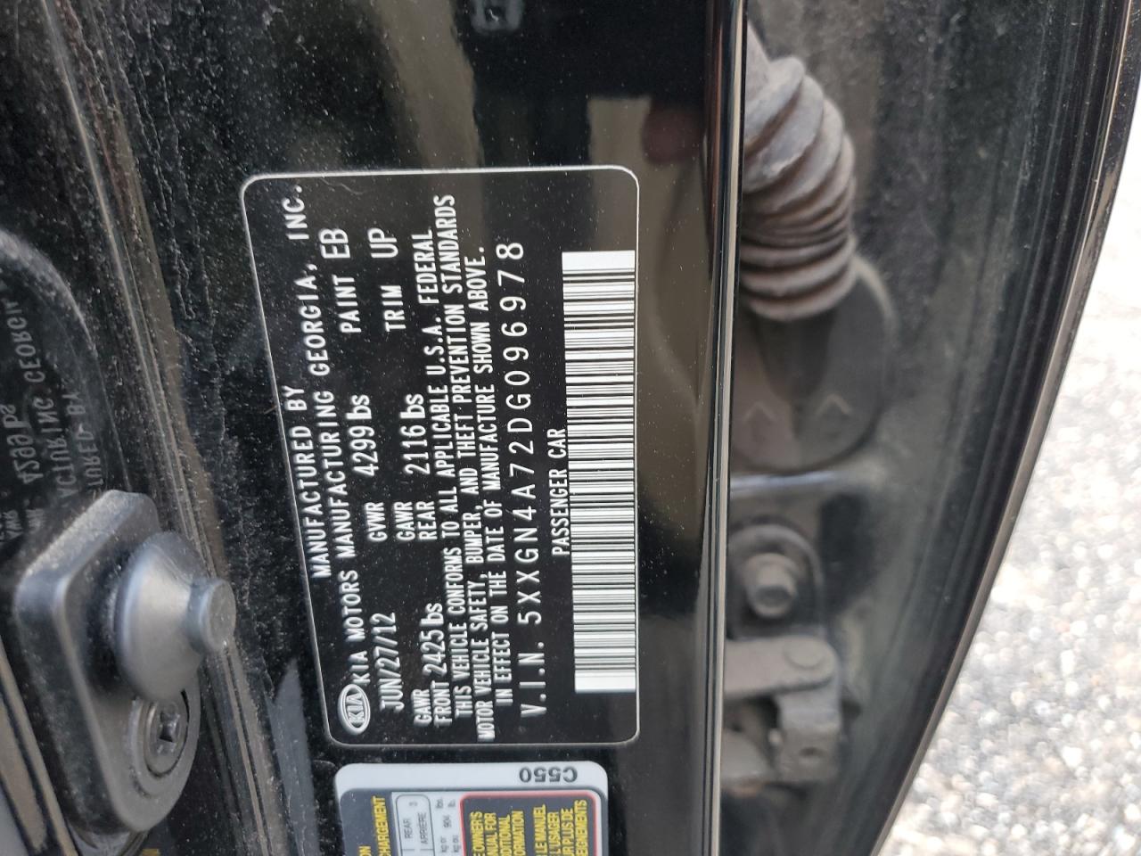 2013 Kia Optima Ex VIN: 5XXGN4A72DG096978 Lot: 82458605