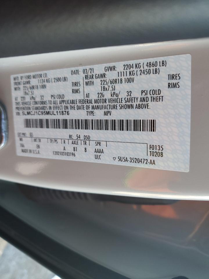 2021 Lincoln Corsair VIN: 5LMCJ1C95MUL11876 Lot: 84214505