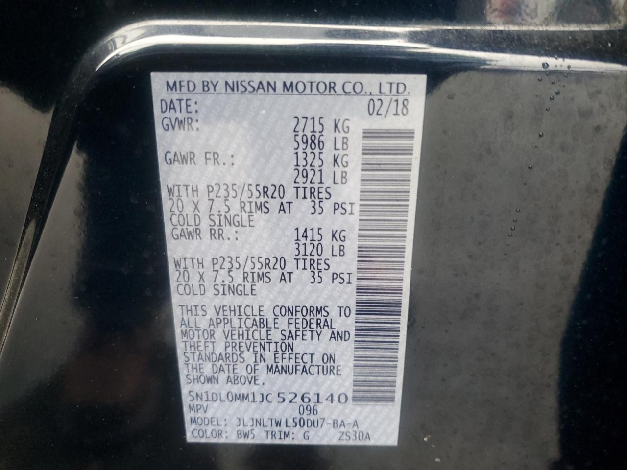 2018 Infiniti Qx60 VIN: 5N1DL0MM1JC526140 Lot: 85358375