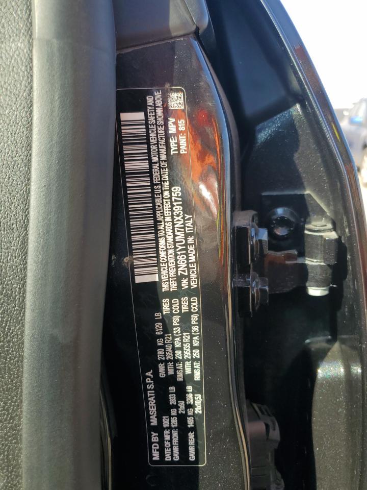 2022 Maserati Levante Modena VIN: ZN661YUM7NX391759 Lot: 84958675