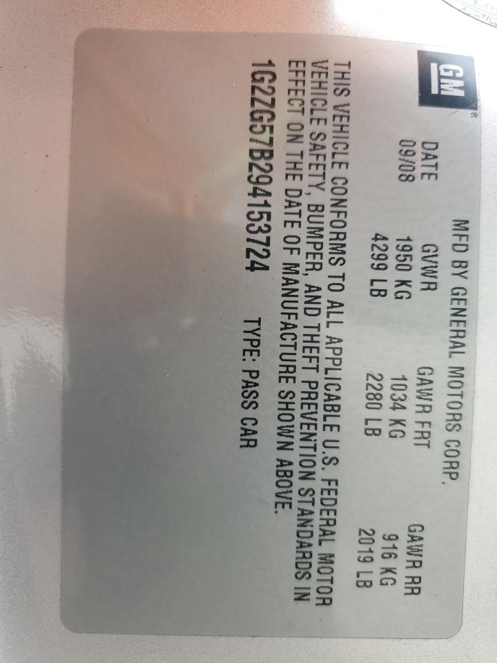 2009 Pontiac G6 VIN: 1G2ZG57B294153724 Lot: 90913375