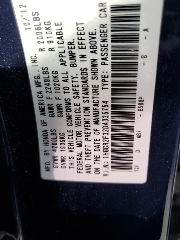 2013 Honda Accord Lx VIN: 1HGCR2F32DA035754 Lot: 84966895