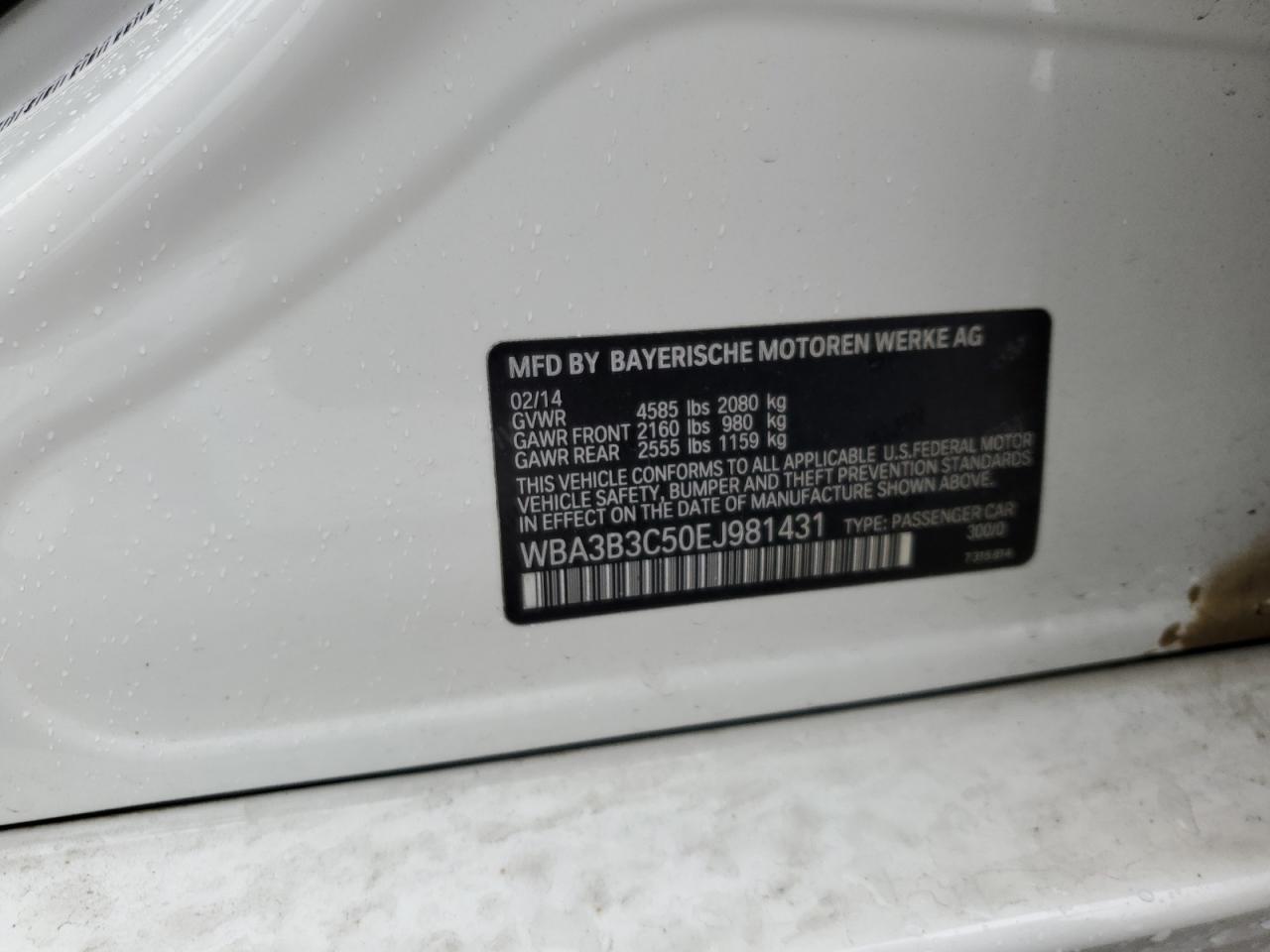 2014 BMW 328 Xi VIN: WBA3B3C50EJ981431 Lot: 86291635