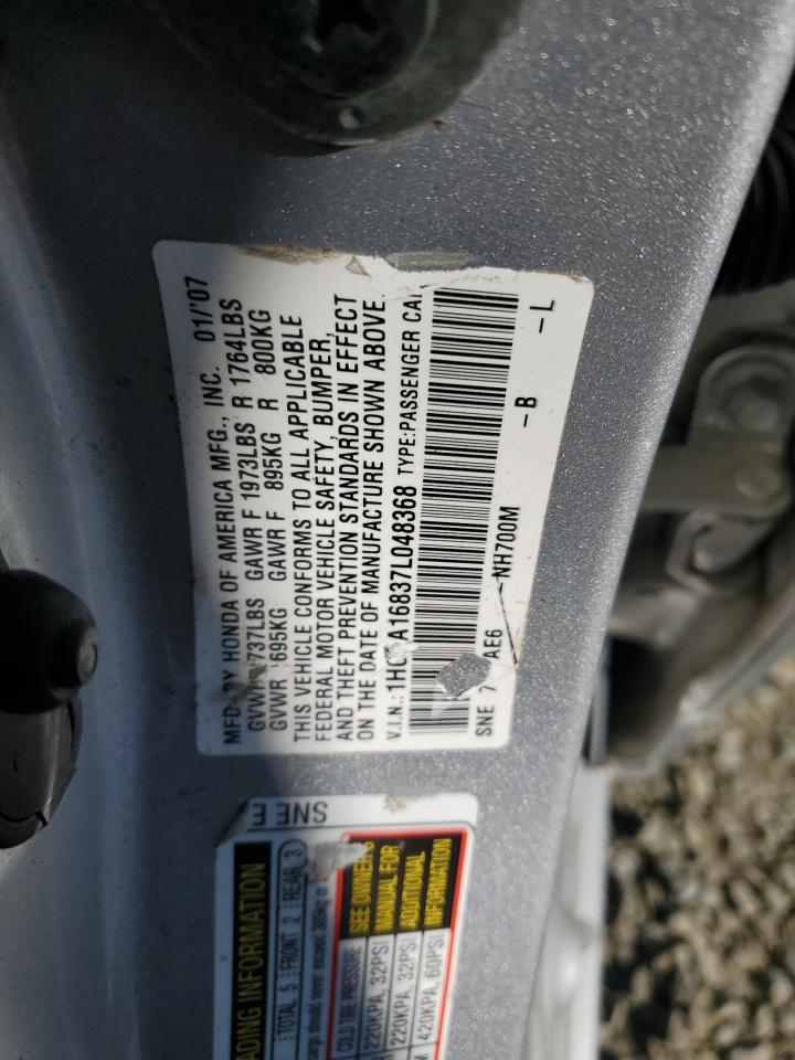 2007 Honda Civic Ex VIN: 1HGFA16837L048368 Lot: 82200785