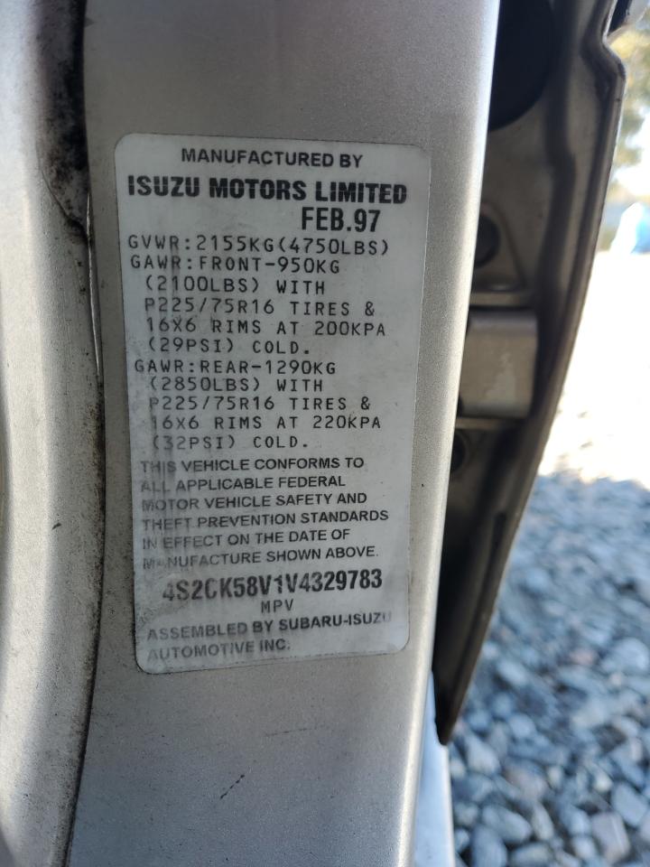 1997 Isuzu Rodeo S VIN: 4S2CK58V1V4329783 Lot: 81832695