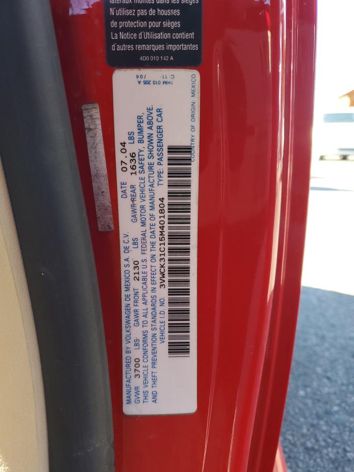 2005 Volkswagen New Beetle Gls VIN: 3VWCK31C15M401804 Lot: 85411695