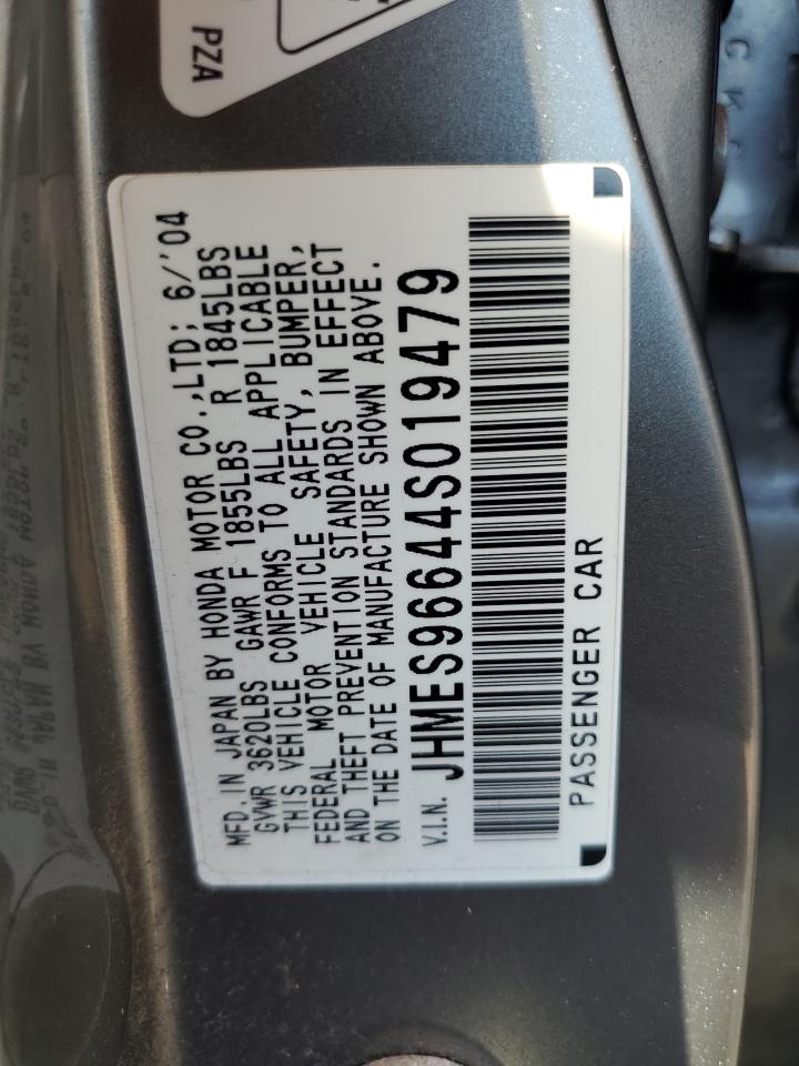 2004 Honda Civic Hybrid VIN: JHMES96644S019479 Lot: 87051005