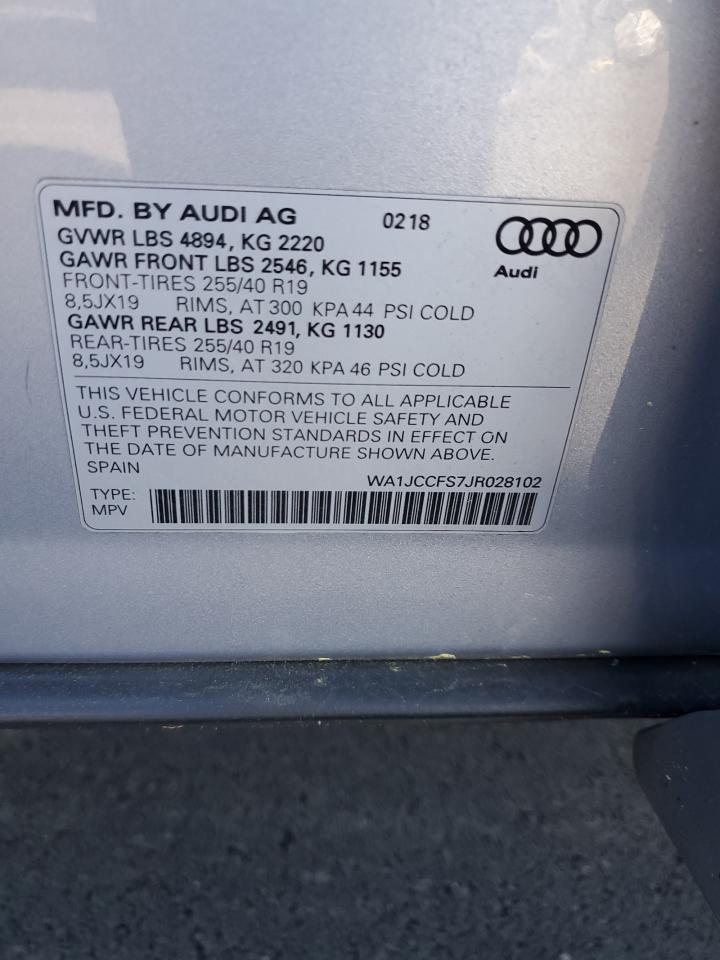2018 Audi Q3 Premium Plus VIN: WA1JCCFS7JR028102 Lot: 91107395