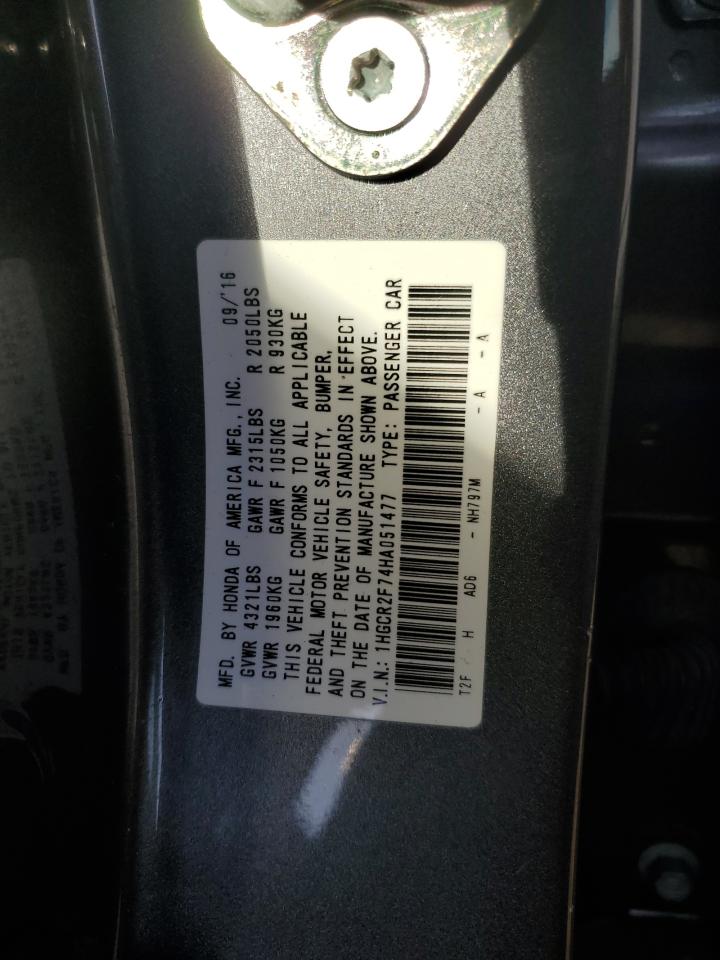 2017 Honda Accord Ex VIN: 1HGCR2F74HA051477 Lot: 81977095
