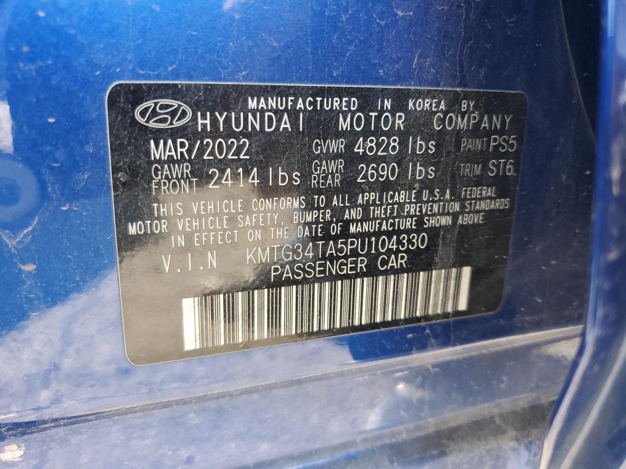 2023 Genesis G70 Base VIN: KMTG34TA5PU104330 Lot: 82380025