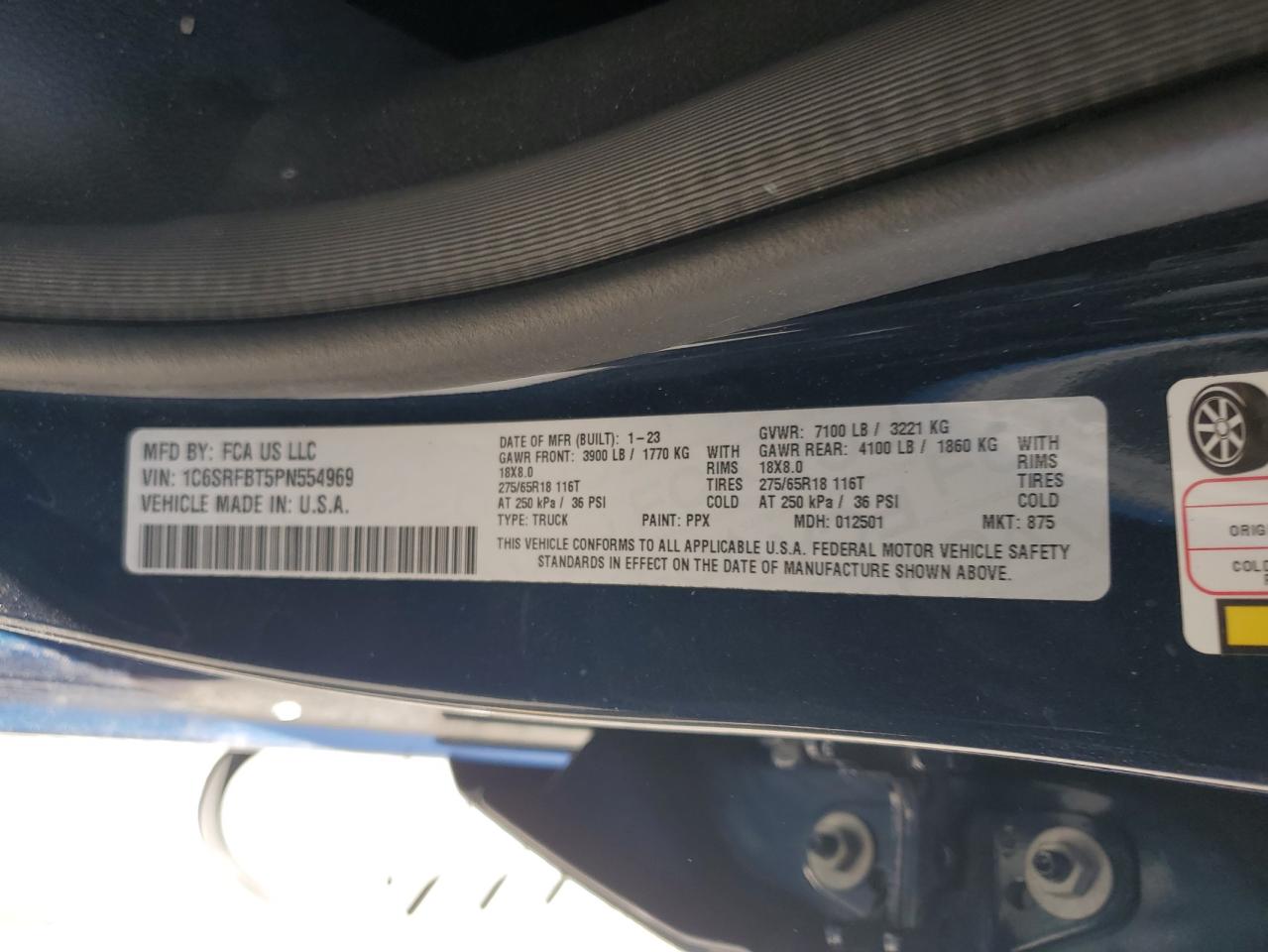 2023 Ram 1500 Big Horn/Lone Star VIN: 1C6SRFBT5PN554969 Lot: 85600755